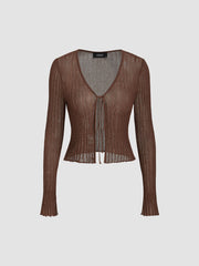 Solid Textured Knotted Cardigan