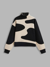 Stand Collar Zebra Stripe Long Sleeve Sweater