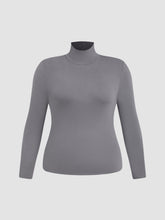 Solid High Neck Jersey Long Sleeve Tee Curve & Plus