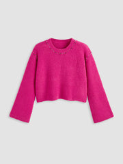 Knit Round Neckline Solid Long Sleeve Top Curve & Plus
