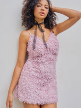 V-neck Backless Feather Mini Dress