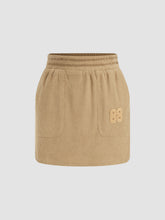 Corduroy Elastic Waist Pocket Mini Skirt