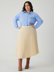 Collar Solid Button Long Sleeve Blouse Curve & Plus