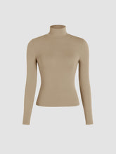 Solid High Neck Jersey Long Sleeve Tee