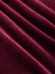 Velvet V-neck Solid Ruffle Midi Dress