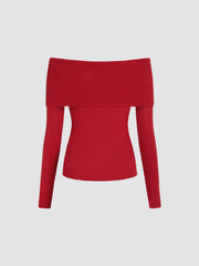 Twist Off-shoulder Knitted Top