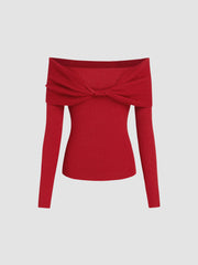 Twist Off-shoulder Knitted Top