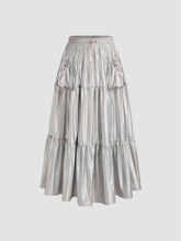 Mid Rise Tiered Ruffle Hem Maxi Skirt