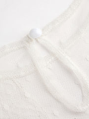 Mesh See-Through Solid Lace Short Sleeve Blouse