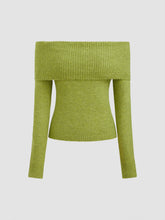 Off-shoulder Knitted Long Sleeve Top