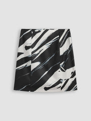 Mid Waist Solid Abstract Geometric Zipper Skirt