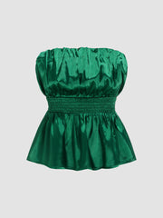 Collarless Ruched Crop Top