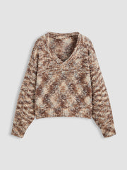 Chunky Cable Knit V-neck Long Sleeve Sweater