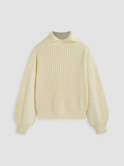 Polo Solid Knitted Long Sleeve Top