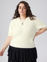 Knit Round Neckline Solid Short Sleeve Top Curve & Plus