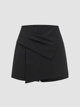 Woven Mid Rise Asymmetrical Hem Shorts