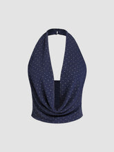 Cowl Neck Polka Dot Ruched Crop Top