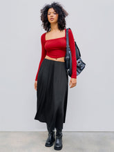 Elastic Waist Solid Ruffle Maxi Skirt