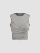 Round Neck Ruched Jersey Crop Top