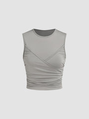 Round Neck Ruched Jersey Crop Top