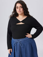 V-neck Asymmetrical Bodysuit Curve & Plus