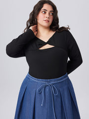 V-neck Asymmetrical Bodysuit Curve & Plus