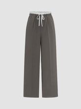 Mid Rise Contrasting Binding Straight Leg Trousers