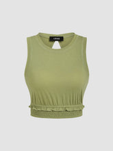 Lettuce Trim Cut Out Solid Crop Tank Top
