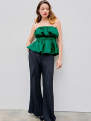 Collarless Ruched Crop Top