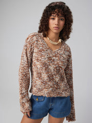 Chunky Cable Knit V-neck Long Sleeve Sweater