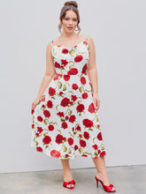 Satin Rose Ruffle Midi Dress Curve & Plus