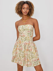Floral Ruffle Hem Tube Mini Dress