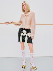 Satin Mid Rise Bowknot Mini Skirt