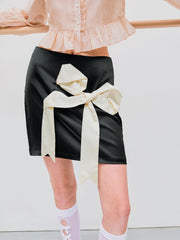 Satin Mid Rise Bowknot Mini Skirt