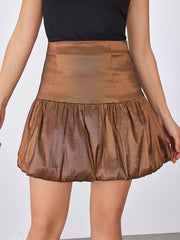 Mid Rise Bubble Hem Mini Skirt