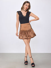 Mid Rise Bubble Hem Mini Skirt