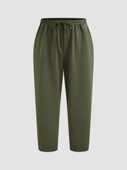 Elastic Waist Drawstring Pocket Tapered Sweatpants Curve & Plus