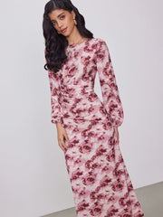 Floral Ruched Maxi Dress