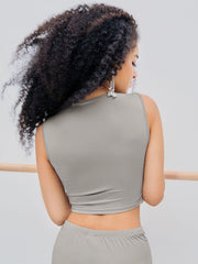 Round Neck Ruched Jersey Crop Top