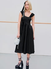 Lace Up Midi Ruffle Midi Dress