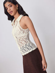 Lace Collar Floral Crop Top