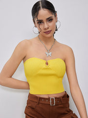 Knitted Cut Out Crop Tube Top
