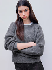 Round Neck Knitted Long Sleeve Sweater