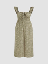 Woven Square Neck Ruffle Hem Floral Jumpsuit Curve & Plus