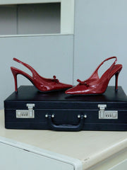 FAUX LEATHER POINTED TOE HEELS