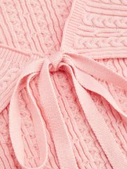 Texture Solid Knitted Tube Top & Knotted Shrug Curve & Plus