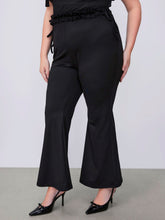 Mid Rise Ruffle Trim Knotted Flared Trousers Curve & Plus