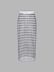 Mesh Striped Knotted Cover Up Skirt