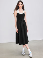Halter Two Tone Solid Maxi Dress