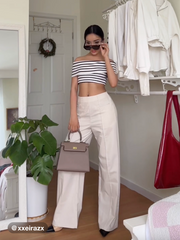 Linen Mid Rise Pants
